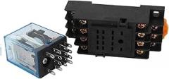 1Pcs MY4NJ DC12V 24V AC110V 220V Electronic Micro Electromagnetic Relay 5A 14PIN Coil 4DPDT with PYF14A Socket Base(AC 110)