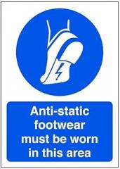 Anti-Static Footwear Must Be Worn in This Area Sign 12x8 inch Metal Tin, Safety PPE Notice, Ideal for Electronics Labs, Factories, and Static-Sensitive Areas
