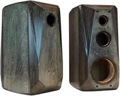 Front Thinkness 90mm Bevel Diamond Design One Pair 8 Inch Three-Way Birch Plywood Empty Cabinet DIY Handmade BookShell Speaker Box (Black)