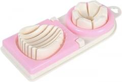 Milisten Multifunctional Metal Egg Slicer and Separator for Hard Boiled Eggs with Dual-head Cutter, Pink Kitchen Gadget for Home Use and Fruit Slicing