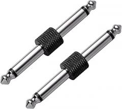 2 Pack Guitar Pedal Connector 1/4 inch Effect Pedal Coupler Guitar Connector Gold Planted 6.35mm Male to Male Straight Type Plug Electric Guitar Pedalboards, Black