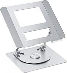 Laptop Stand 360° Rotating Base Foldable Computer Desk Riser Aluminum Alloy Compatible Notebook 10-17.5Inches(Silver)