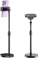 Telescopic Webcam Tripod Stand for Desk with Phone Holder, Desktop Webcam Mount Compatible with C922 C930e C920S C920 C615 C960 C920x Brio 4K, Table Phone Stand with 1/4'' Thread