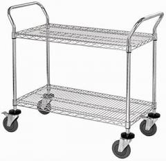 Quantum WRC-2442-2CO Utility Cart, 42'W x 24'D x 37-1/2'H, 1200 lbs Capacity, Carbon Steel/ESD, Chrome