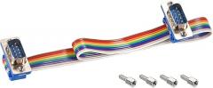 DMiotech 1 Pack 9 Pins IDC Flat Ribbon Cable 30cm Length 2.54mm Pitch DB9 Male to Male Breadboard Jumper Wires for Electronic Projects