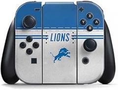 Skinit Decal Gaming Skin Compatible with Nintendo Switch Joy Con Controller - Officially Licensed NFL Detroit Lions White Striped Design