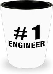 Gifts for Engineering Shot Glass Shotglass Novelty Drinkware - Engineer Engr Week Civil Chemical Electrical Electronic EC Industrial Mechanical Funny Idea - Number 1 Recognition Award Reward