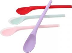 4pcs Nonstick Silicone Cooking Spoons Heat Resistant Kitchen Utensils for Mixing Serving and Stirring Easy to Clean and Compact Design Light Translucent Macaron and Fresh