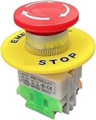 1pc Button Switch Lay37-11ZS self-Locking Y090 Emergency Stop Mushroom Head Emergency Stop Button one Normally Closed and one Normal(Emergency Stop Film)