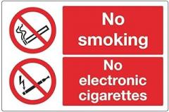 No smoking No electronic cigarettes sign Metal Sign 12 x 8 Inch – Suitable for Home, Office, or Work Areas