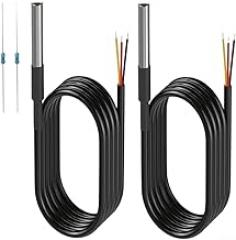 2 Pack Temperature Sensors Waterproof With Stainless Steel Probe Designed For Continuous Submersion And Accurate Monitoring In Various Electronic Systems