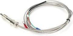WRNT01 1/2/3/5/7m Bayonet M8*1.25 K Type J Compression Spring Shielded Wire Thermocouple Temperature Sensor(M8x1.25 K Type 3Meter)