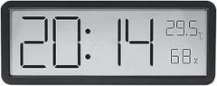 Lancoon Electronic Wall Clock with LCD Display Temperature Humidity Date 12/24 Hour Desktop Bracket Hanging Hole Easy to Read Sample for Home Living Room Bedroom Office