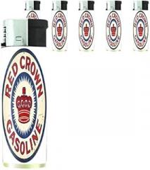 Refillable Electronic Lighter Set of 5 Pieces D-257 Red Crown Gasoline