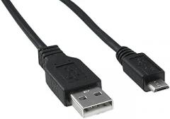 QUALTEK ELECTRONICS 3025033-01 USB Cable, USB Type A Plug, Micro USB Type B Plug, 305 mm, 1 ft, USB 2.0, Black