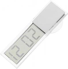 Car Electronic Digital Clock LCD Display Suction Cup Mount for Vehicle Dashboard Stylish Silver Design Easy Installation for Cars and Trucks