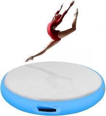 Inflatable Gymnastic Air Spot Mat Tumbling Exercise Yoga Training Mat With Pump, Inflatable Round Springboard Air Roller Gym Floor Track For Home Use/Cheerleading/Water