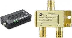 ScreenBeam Bonded MoCA 2.5 Network Adapter for Highest Speed Internet & GE Digital 2-Way Coaxial Cable Splitter