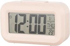 Snooze Mute Desktop Clock Table Clocks Electronic LED Clocks with Temperature Calendar Week Display Digital Alarm Clock Simple Clock, Pink