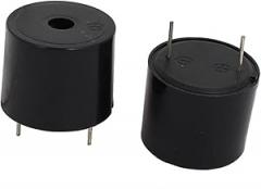 2Pcs DC12V Transducers 2 Terminals Continuous Active Electronic Buzzer Alarm Piezo Transducers Black 23mmx19mm