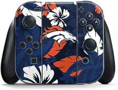 Skinit Decal Gaming Skin Compatible with Nintendo Switch Joy Con Controller - Officially Licensed NFL Denver Broncos Tropical Print Design