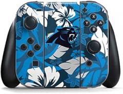Skinit Decal Gaming Skin Compatible with Nintendo Switch Joy Con Controller - Officially Licensed NFL Carolina Panthers Tropical Print Design