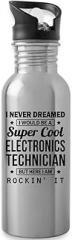 Electronics Technician Water Bottle Appreciation 20oz Funny Electronics Technicians Day Gifts From Coworkers Staff Men Women Bottle Silver