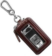 Genuine Leather Remote Key Case Bag Fob Holder Leather Cover Chain for Car Keys of 8.5 * 5 * 1.5cm or Below, Brown Accessory