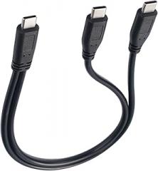 30cm USB C Charging Splitter Cable Quick Charging 1 to 2 Split Cord for Type C Phones and USB C Electronics Short USB C Cable