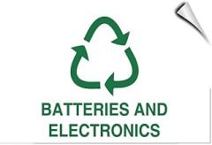 Batteries and Electronic​s Activity Recycling Label Decal Sticker Sticks to Any Surface
