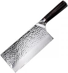 Meat cleaver,Cleaver Knife 7 Inch Chef Knife Chinese Damascus Steel Kitchen Knives Meat Cleaver Chopping Knives Stainless Steel With Wood Handle