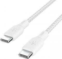 Belkin USB C to USB C Cable, 9.9ft, 100W - Type C Charger, iPhone Charger Cord, Soft, Braided, Flexible for iPhone 17, Galaxy S25, Pixel 10, Airpods, iPad Pro, Tablet & More, Travel Essentials - White