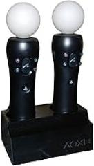 Dual Slot Move Controller Holder Stand for Sony PlayStation VR/PSVR1/PlayStation 4/PS4, Twin Move Gamepad Display Rack Storage Organizer, Video Game Accessories (Frosted Glass Clear)