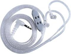KZ T8 in-Ear Monitor Cable, 8-Level Electronic Tuning Cord with Dual-Mic, HiFi Audio Replaceable Earbuds Wire - 1.25m Silver-Plated Recessed 2-Pin IEM Cables for Gaming Music (No Mic)