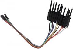Logic Analyzer Probe Kit 20-Pin Female Cable Clamp with Retractable Spring Hook for Electronic Components, Copper Wire, 20 cm, Compatible(Black)