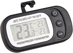 QL Supply Co Hanging Household Mini Digital Electronic Fridge Frost Freezer Room LCD Refrigerator Thermometer Meter With Hook -20°C~50°C(Black)