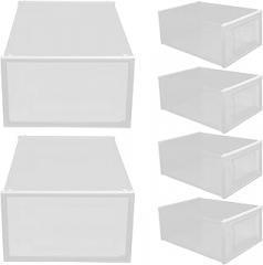 Milisten 6pcs Stackable Shoe Boxes Plastic Storage Organizer with White Frame, Drawer-style Shoe Rack for Closet Storage and Space Saving