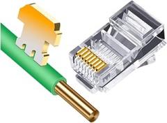 20/50/100pcs RJ45 C0innector 6U Gold Plated Passthrough Ethernet Cables Module Plug Network-45 Crystal Heads Cat5 Cat5e New 2026 High for Reliable Electronic Component, Precision, Stable Performance