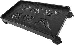 Movable Computer Tower Stand with Locking Swivel Caster Wheels Elevated CPU Holder for Under Desk Use Black PP Riser Enhancing Cooling and Ventilation Carpeted Floors