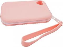 Portable Silicone Storage Bag Easy to Carry for Storing Makeup Stationery and Electronics, Pink, 12x9x2.5cm /4.72x3.54x0.98in