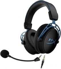 HyperX Cloud Alpha S - PC Gaming Headset, 7.1 Surround Sound, Adjustable Bass, Dual Chamber Drivers, Chat Mixer, Breathable Leatherette, Memory Foam, and Noise Cancelling Microphone - Blue
