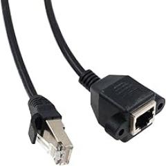 RJ45 Cable Male to Female Screw Panel Mount Ethernet LAN Network shield 90 Degree Right Angle Extension Cable 0.3 metres 0.6m 1m 1.5m(Straight 0.3m)