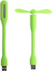 USB Cooling Fan Electronic Gadget Led Usb Ventilador Portable Flexible Gadget For Laptop Smart Phone USB Camping Gear Desk Fan And Light USB Powered LED Light And Fan, Green