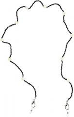 Milisten Daisy Beads Eyeglass Chain and Mask Lanyard, Black Flower Beaded Sunglasses Strap for Women, Decorative Eyewear Holder Suitable for Outdoor and Daily Use