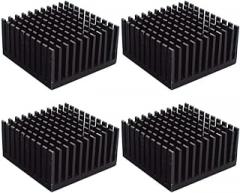4pcs 40x40x20mm Aluminum Heatsink Radiator for Electronics LED Chip with Thermal Double Sided Tape Black Aluminum