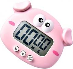 1pc Cartoon Pig Electronic Timer Alarm Reminder for Cooking Baking Study Cute Design No Batteries Required for Boys and Girls Students