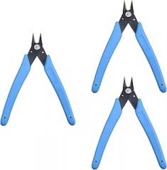 T Tulead 170ii Wire Flush Snips Micro Cutters Blue Nippers Diagonal Pliers Pack of 3 for Cutting Electronics,Wires