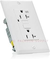 Paladin 20A Weather & Tamper Resistant GFCI GFI Receptacle Outlet w/Wallplate & LED Indicator - UL Certified, White, 20 Amp 125V (1 Pack)