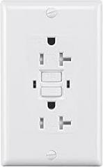 20A GFCI Outlets Tamper-Resistant Self-Test GFI Receptacles with LED Indicator, Ground Fault Circuit Interrupter, Decor Wallplate Included, UL Listed, White