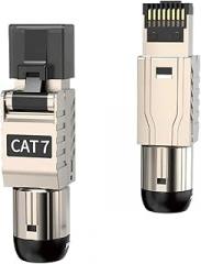 RJ45 Connector Tool-Free Cat8 CAT7 CAT6A, Cat 8 Field Termination Shielded RJ45 Modular(2PCS,CAT7)